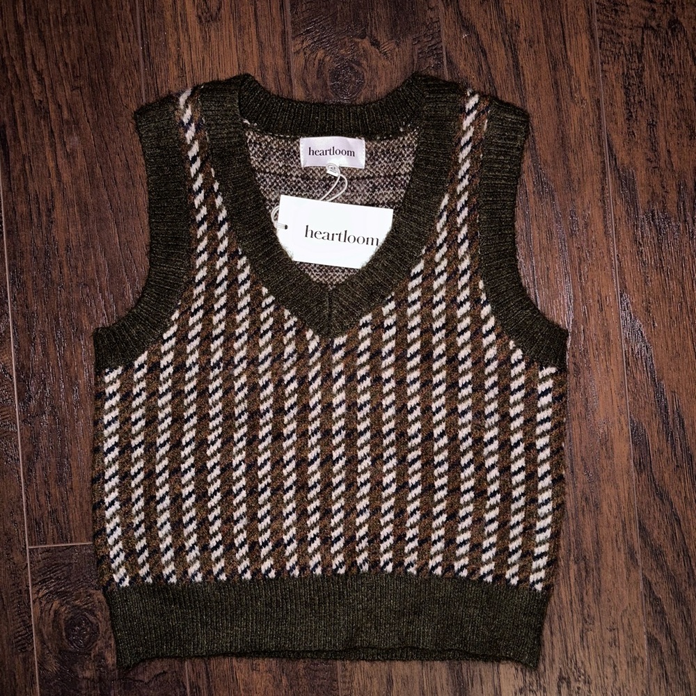 Heartloom Green and Brown Knit Vest